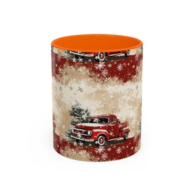 Vintage Truck Holiday Coffee Mug 11oz 15oz | Rustic Winter Decor Gift Cup