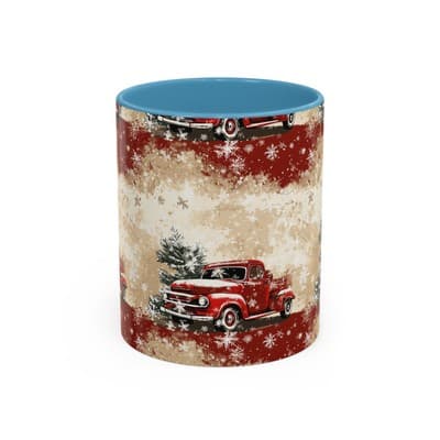 Vintage Truck Holiday Coffee Mug 11oz 15oz | Rustic Winter Decor Gift Cup