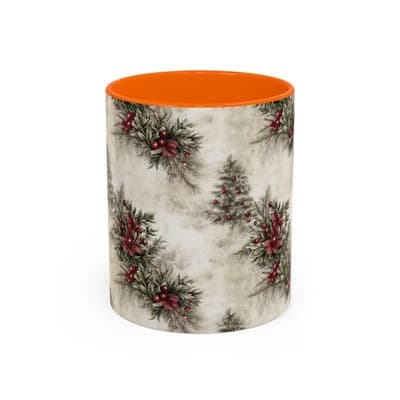 Holiday Floral Coffee Mug 11oz 15oz | Winter Gift | Festive Rustic Kitchen Decor
