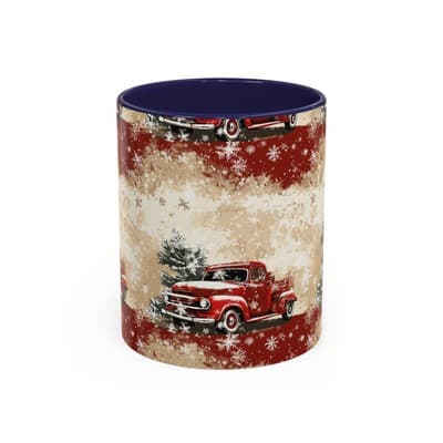Vintage Truck Holiday Coffee Mug 11oz 15oz | Rustic Winter Decor Gift Cup