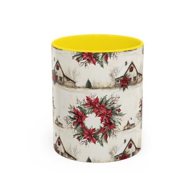Festive Poinsettia Coffee Mug, Christmas Gift, Holiday Decor, Winter Kitchen