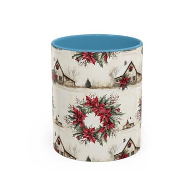 Festive Poinsettia Coffee Mug, Christmas Gift, Holiday Decor, Winter Kitchen