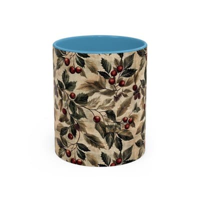 Rustic Berry Coffee Mug 11oz 15oz | Holiday Mug | Vintage Nature Winter Decor