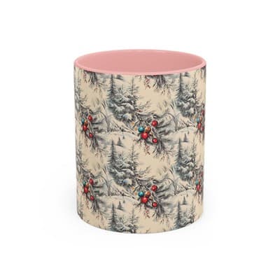 Rustic Holiday Coffee Mug 11oz 15oz | Vintage Christmas Cup | Cozy Winter Decor