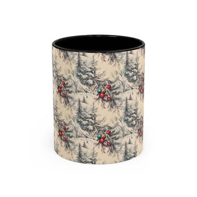 Rustic Holiday Coffee Mug 11oz 15oz | Vintage Christmas Cup | Cozy Winter Decor
