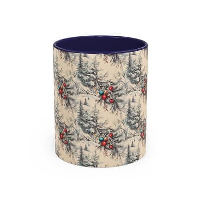 Rustic Holiday Coffee Mug 11oz 15oz | Vintage Christmas Cup | Cozy Winter Decor