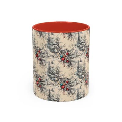 Rustic Holiday Coffee Mug 11oz 15oz | Vintage Christmas Cup | Cozy Winter Decor