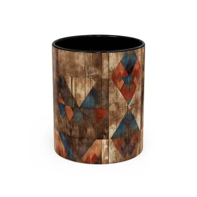Rustic Tribal Coffee Mug 11oz 15oz | Boho Farmhouse Gift | Earthy Kitchen Decor