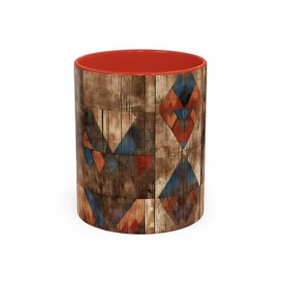 Rustic Tribal Coffee Mug 11oz 15oz | Boho Farmhouse Gift | Earthy Kitchen Decor