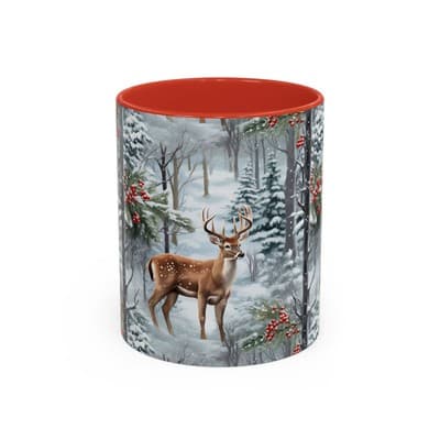 Winter Deer Coffee Mug 11oz 15oz | Rustic Holiday Cup | Cozy Cabin Gift Idea