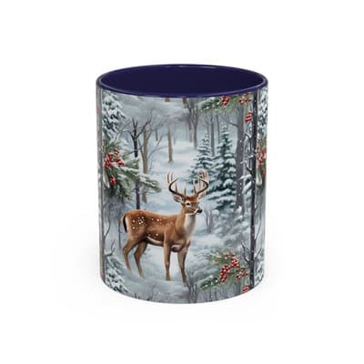 Winter Deer Coffee Mug 11oz 15oz | Rustic Holiday Cup | Cozy Cabin Gift Idea