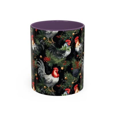 Holiday Rooster Coffee Mug 11oz 15oz | Farmhouse Country Christmas Gift Cup
