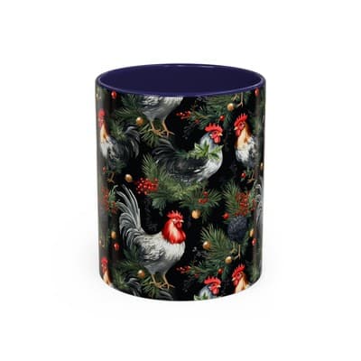 Holiday Rooster Coffee Mug 11oz 15oz | Farmhouse Country Christmas Gift Cup