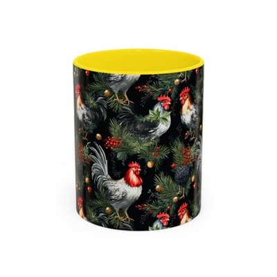 Holiday Rooster Coffee Mug 11oz 15oz | Farmhouse Country Christmas Gift Cup