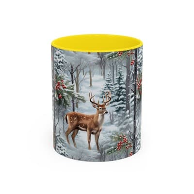 Winter Deer Coffee Mug 11oz 15oz | Rustic Holiday Cup | Cozy Cabin Gift Idea