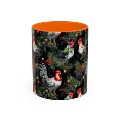 Holiday Rooster Coffee Mug 11oz 15oz | Farmhouse Country Christmas Gift Cup