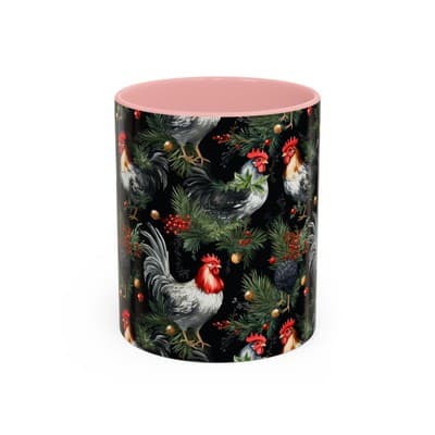 Holiday Rooster Coffee Mug 11oz 15oz | Farmhouse Country Christmas Gift Cup