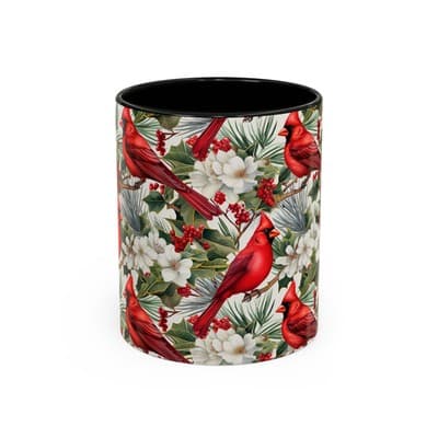 Cardinal Coffee Mug 11oz 15oz | Holiday Bird Gift | Winter Nature Decor Cup