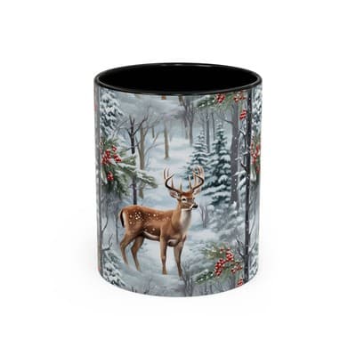 Winter Deer Coffee Mug 11oz 15oz | Rustic Holiday Cup | Cozy Cabin Gift Idea
