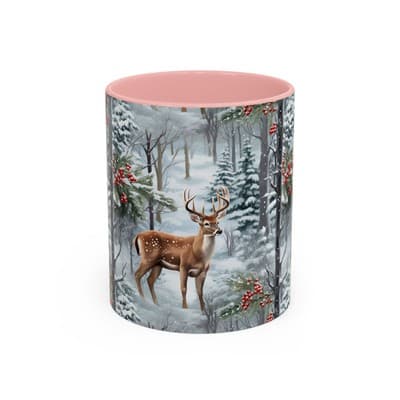 Winter Deer Coffee Mug 11oz 15oz | Rustic Holiday Cup | Cozy Cabin Gift Idea