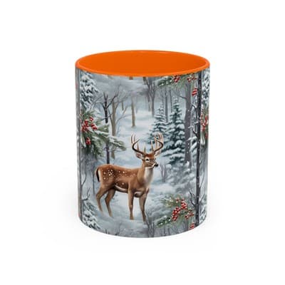 Winter Deer Coffee Mug 11oz 15oz | Rustic Holiday Cup | Cozy Cabin Gift Idea