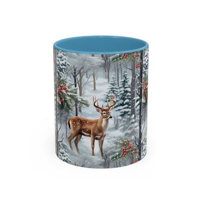 Winter Deer Coffee Mug 11oz 15oz | Rustic Holiday Cup | Cozy Cabin Gift Idea