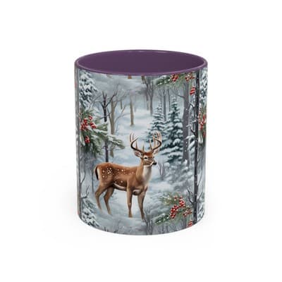 Winter Deer Coffee Mug 11oz 15oz | Rustic Holiday Cup | Cozy Cabin Gift Idea