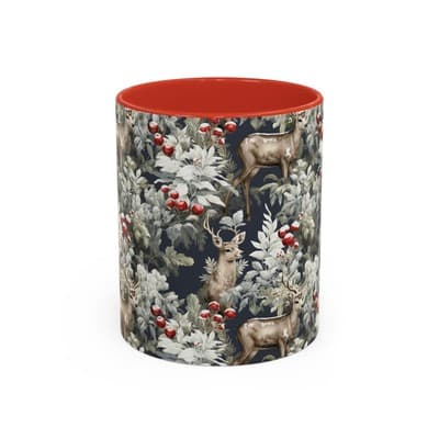 Rustic Deer Coffee Mug 11oz 15oz | Winter Forest Holiday Gift | Woodland Decor