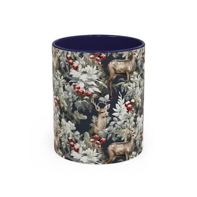Rustic Deer Coffee Mug 11oz 15oz | Winter Forest Holiday Gift | Woodland Decor