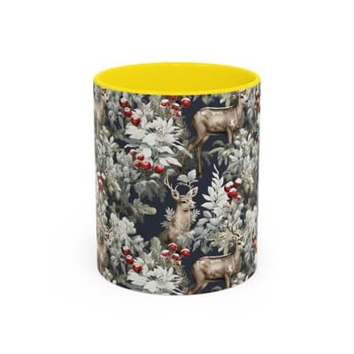 Rustic Deer Coffee Mug 11oz 15oz | Winter Forest Holiday Gift | Woodland Decor