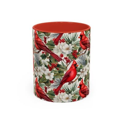 Cardinal Coffee Mug 11oz 15oz | Holiday Bird Gift | Winter Nature Decor Cup