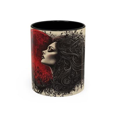 Gothic Moon Woman Mug 11oz 15oz | Dark Feminine Cup | Witchy Gift for Her