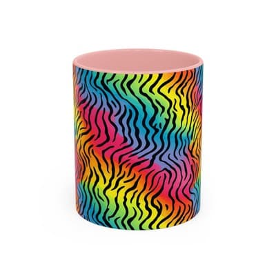 Rainbow Zebra Print Mug 11oz 15oz | Colorful Animal Cup | Bold Gift for Her