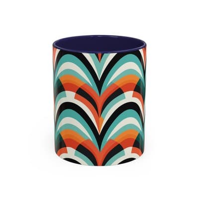 Retro Wave Coffee Mug 11oz 15oz Colorful Groovy Cup Fun Gift for Coffee Lovers