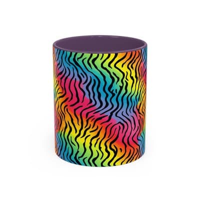 Rainbow Zebra Print Mug 11oz 15oz | Colorful Animal Cup | Bold Gift for Her