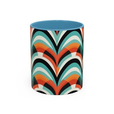 Retro Wave Coffee Mug 11oz 15oz Colorful Groovy Cup Fun Gift for Coffee Lovers