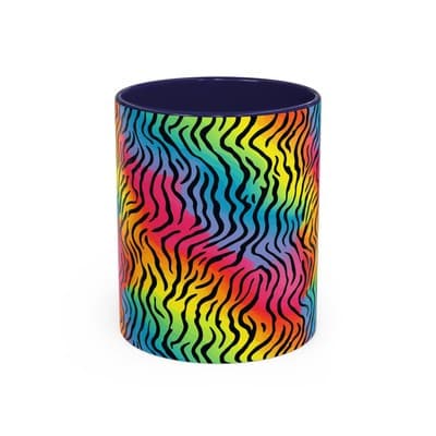 Rainbow Zebra Print Mug 11oz 15oz | Colorful Animal Cup | Bold Gift for Her