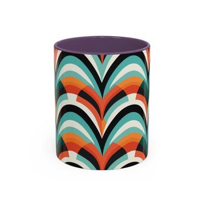 Retro Wave Coffee Mug 11oz 15oz Colorful Groovy Cup Fun Gift for Coffee Lovers
