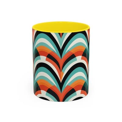 Retro Wave Coffee Mug 11oz 15oz Colorful Groovy Cup Fun Gift for Coffee Lovers
