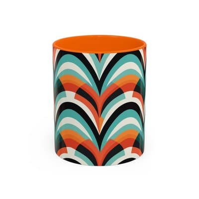 Retro Wave Coffee Mug 11oz 15oz Colorful Groovy Cup Fun Gift for Coffee Lovers