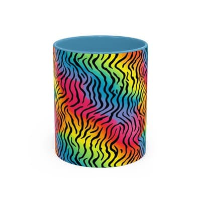 Rainbow Zebra Print Mug 11oz 15oz | Colorful Animal Cup | Bold Gift for Her