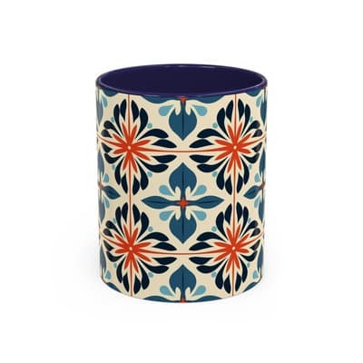 Boho Tile Coffee Mug 11oz 15oz | Floral Ceramic Cup | Gift for Stylish Homes