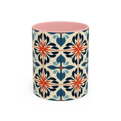 Boho Tile Coffee Mug 11oz 15oz | Floral Ceramic Cup | Gift for Stylish Homes