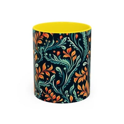 Bold Botanical Coffee Mug 11oz 15oz | Colorful Nature Cup | Artistic Gift Idea
