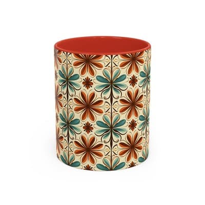 Boho Retro Floral Mug 11oz 15oz | Vintage Coffee Cup | Fun Colorful Kitchen Gift