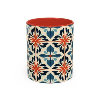 Boho Tile Coffee Mug 11oz 15oz | Floral Ceramic Cup | Gift for Stylish Homes