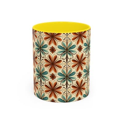 Boho Retro Floral Mug 11oz 15oz | Vintage Coffee Cup | Fun Colorful Kitchen Gift