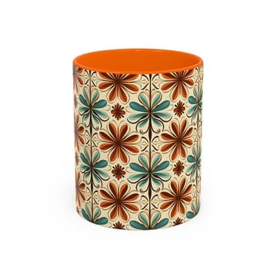 Boho Retro Floral Mug 11oz 15oz | Vintage Coffee Cup | Fun Colorful Kitchen Gift
