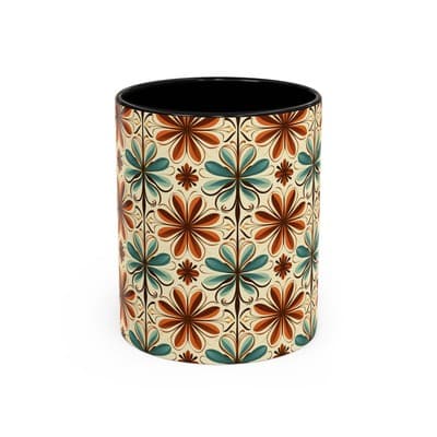 Boho Retro Floral Mug 11oz 15oz | Vintage Coffee Cup | Fun Colorful Kitchen Gift