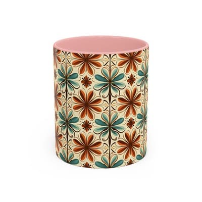 Boho Retro Floral Mug 11oz 15oz | Vintage Coffee Cup | Fun Colorful Kitchen Gift